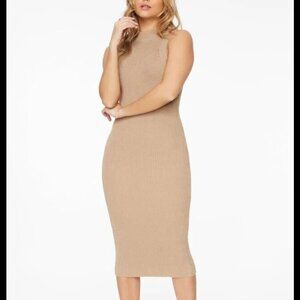 LOT of 2 - Dynamite Ribbed knit Midi Dress XS - Tan and White - NWT
